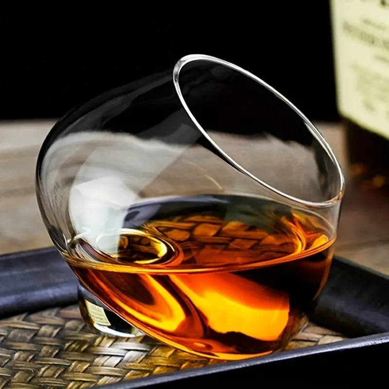 Crystal Whisky Glass with Rotating Belly for Home Bar