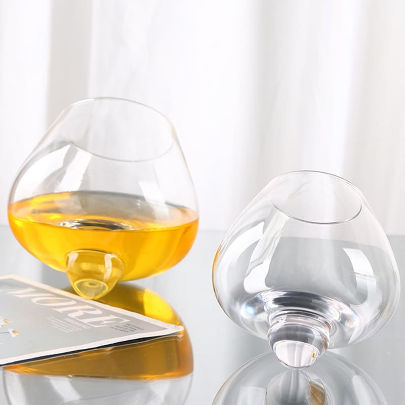Crystal Whisky Glass with Rotating Belly for Home Bar