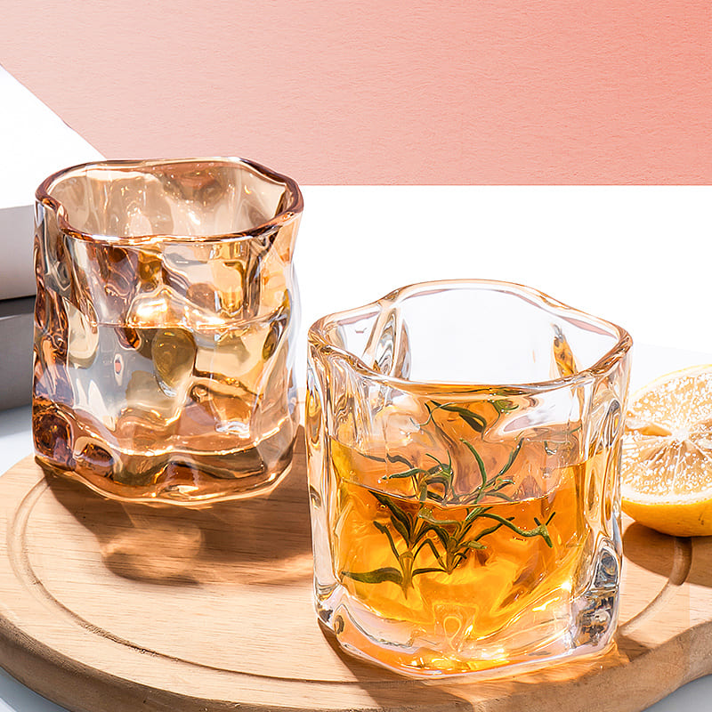 Irregular Crystal Glass Whiskey Cup for Home Bar