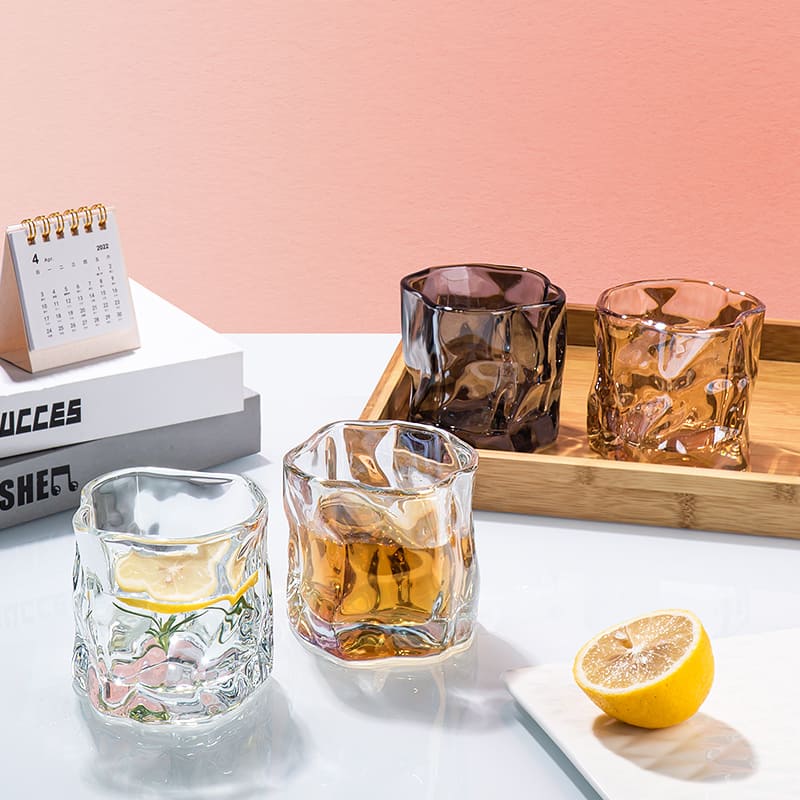 Irregular Crystal Glass Whiskey Cup for Home Bar