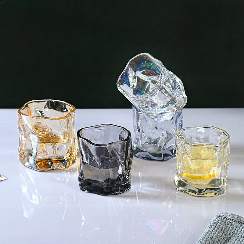 Irregular Crystal Glass Whiskey Cup for Home Bar