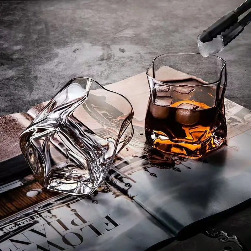 Irregular Crystal Glass Whiskey Cup for Home Bar