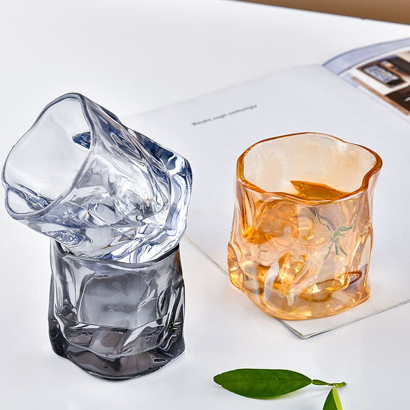 Irregular Crystal Glass Whiskey Cup for Home Bar