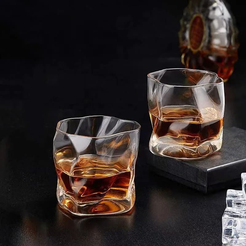Irregular Crystal Glass Whiskey Cup for Home Bar