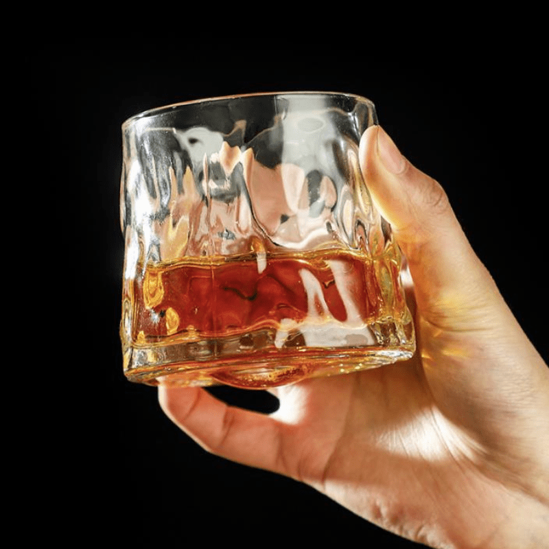 Crystal Whiskey Glass with Rotating Base Home Bar