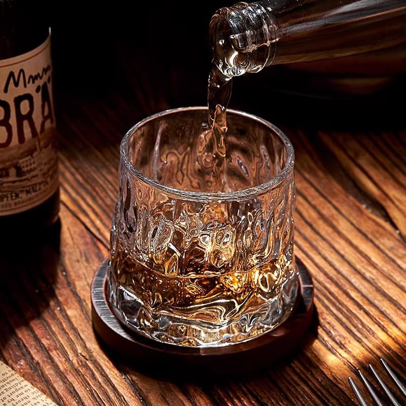 Crystal Whiskey Glass with Rotating Base Home Bar