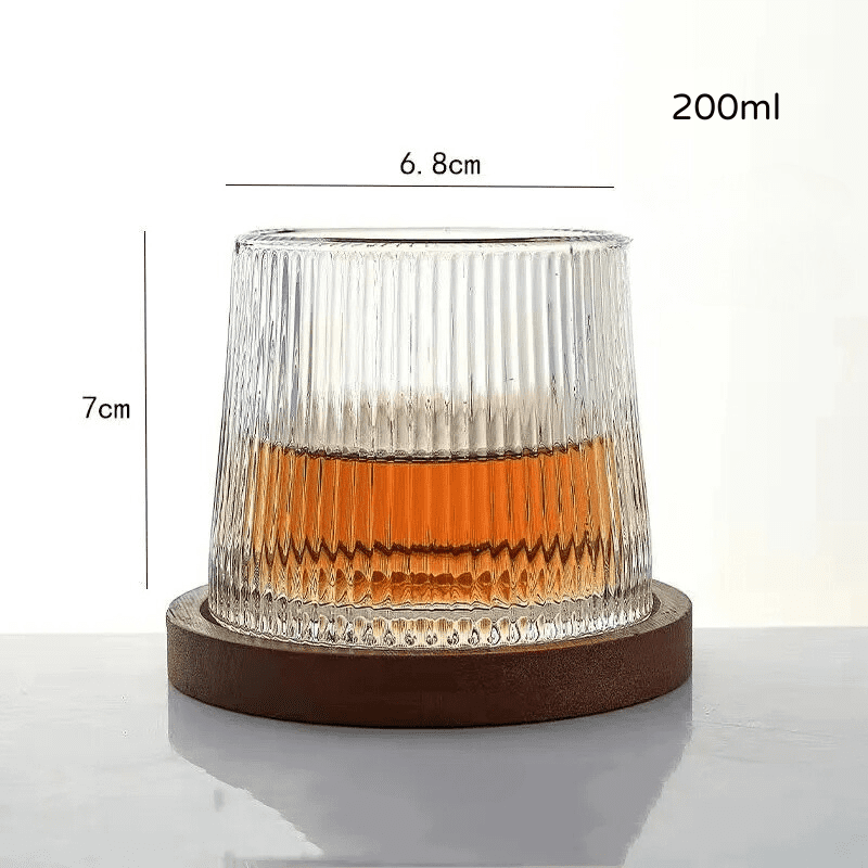 Crystal Whiskey Glass with Rotating Base Home Bar