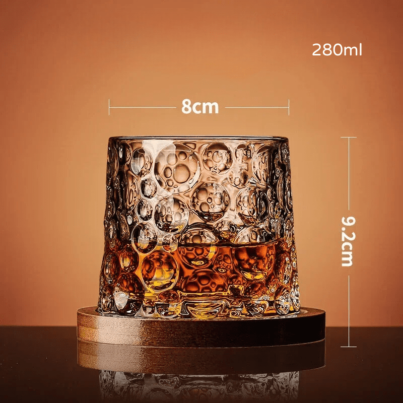 Crystal Whiskey Glass with Rotating Base Home Bar