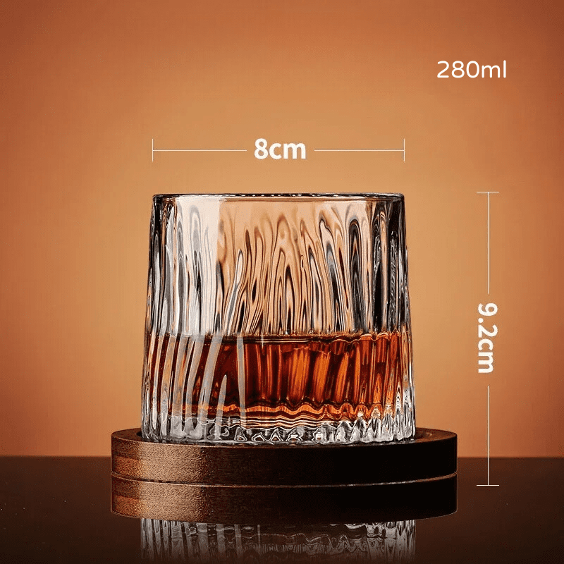 Crystal Whiskey Glass with Rotating Base Home Bar