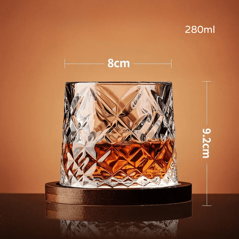 Crystal Whiskey Glass with Rotating Base Home Bar