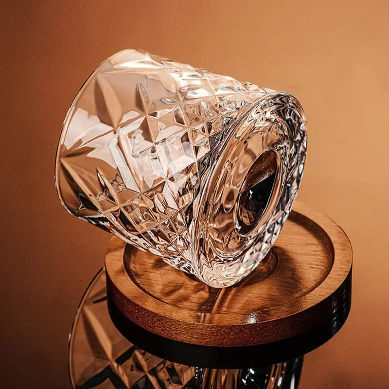 Crystal Whiskey Glass with Rotating Base Home Bar