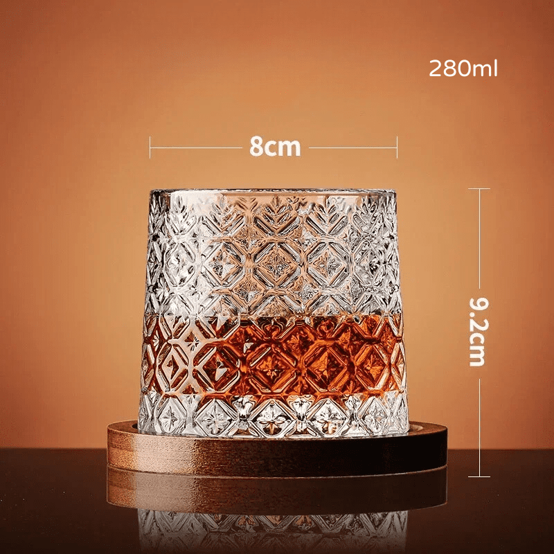 Crystal Whiskey Glass with Rotating Base Home Bar