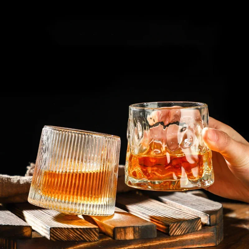 Crystal Whiskey Glass with Rotating Base Home Bar