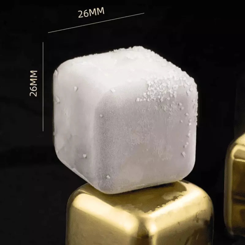 Gold Stainless Steel Ice Cubes with Tongs
