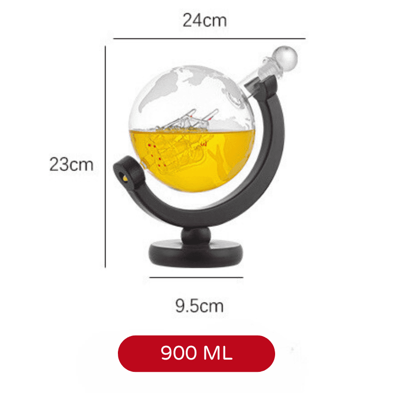 Whiskey Decanter Globe Set Glass Container Polished