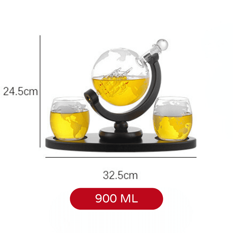 Whiskey Decanter Globe Set Glass Container Polished