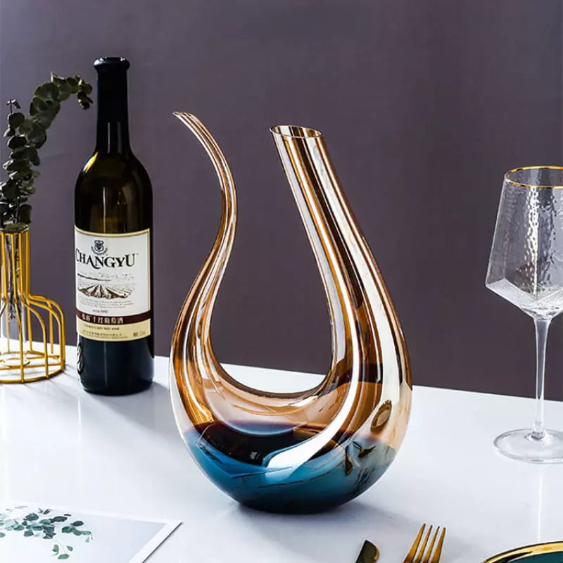 Wine Decanter Glass Swan Container Amber