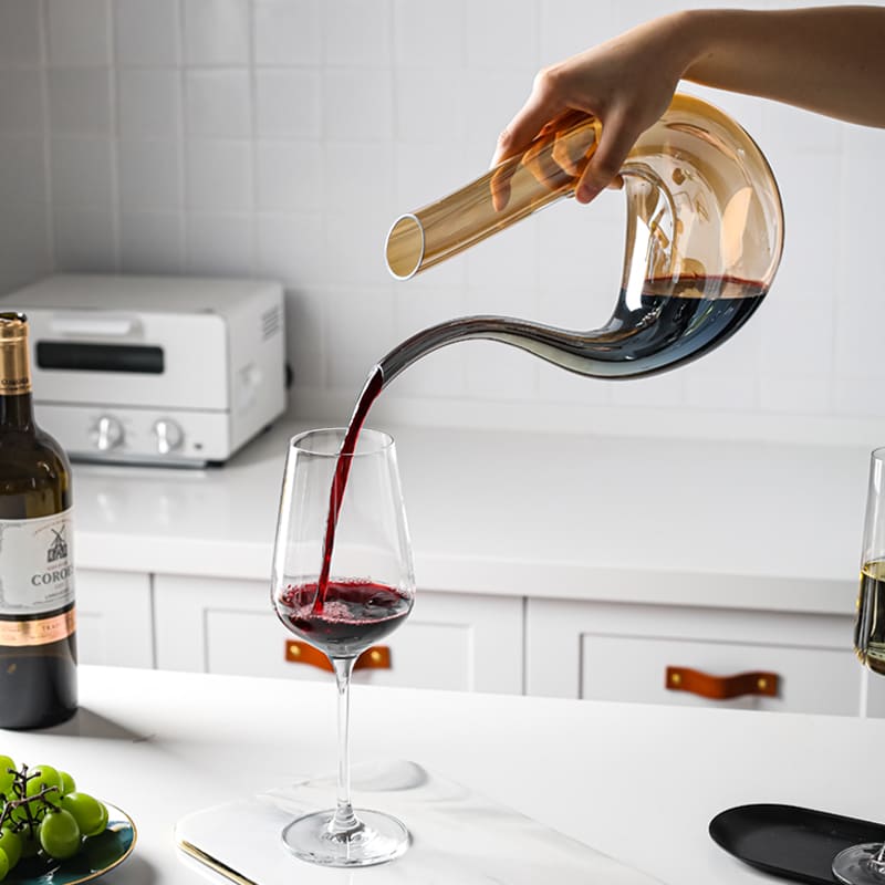 Wine Decanter Glass Swan Container Amber