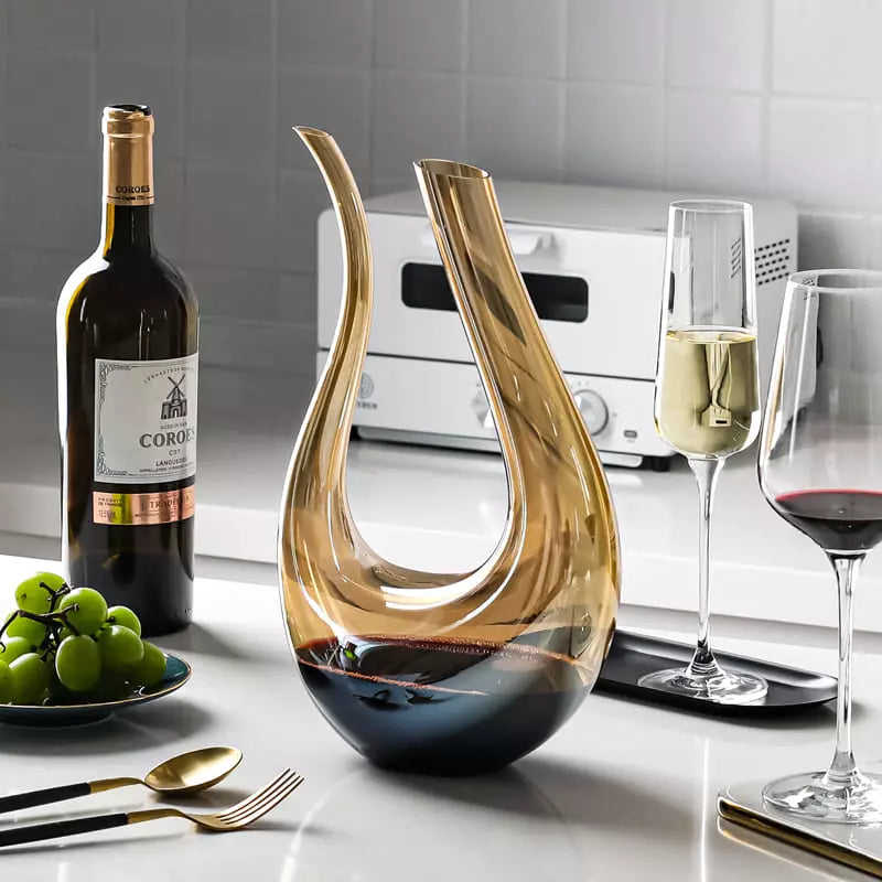 Wine Decanter Glass Swan Container Amber