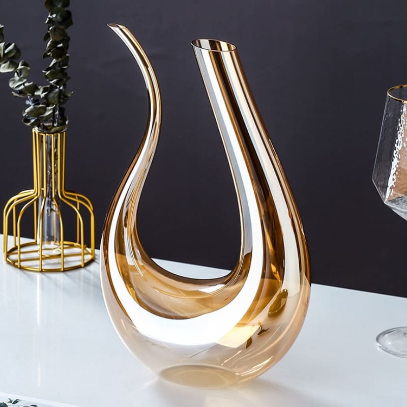 Wine Decanter Glass Swan Container Amber