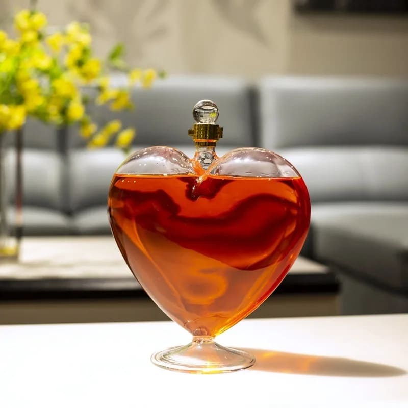 Whiskey Wine Decanter Heart Glass Home Bar