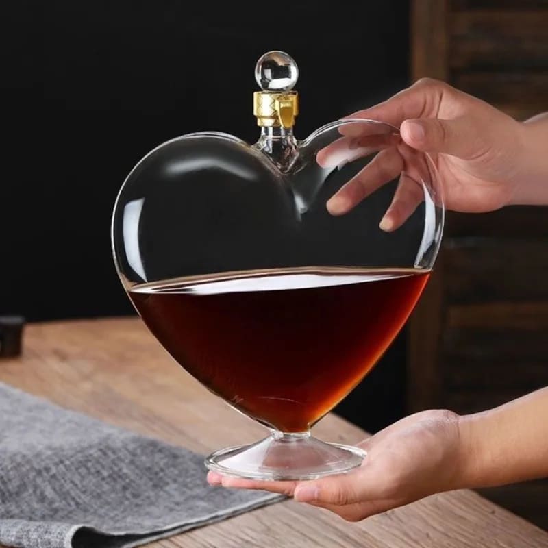 Whiskey Wine Decanter Heart Glass Home Bar