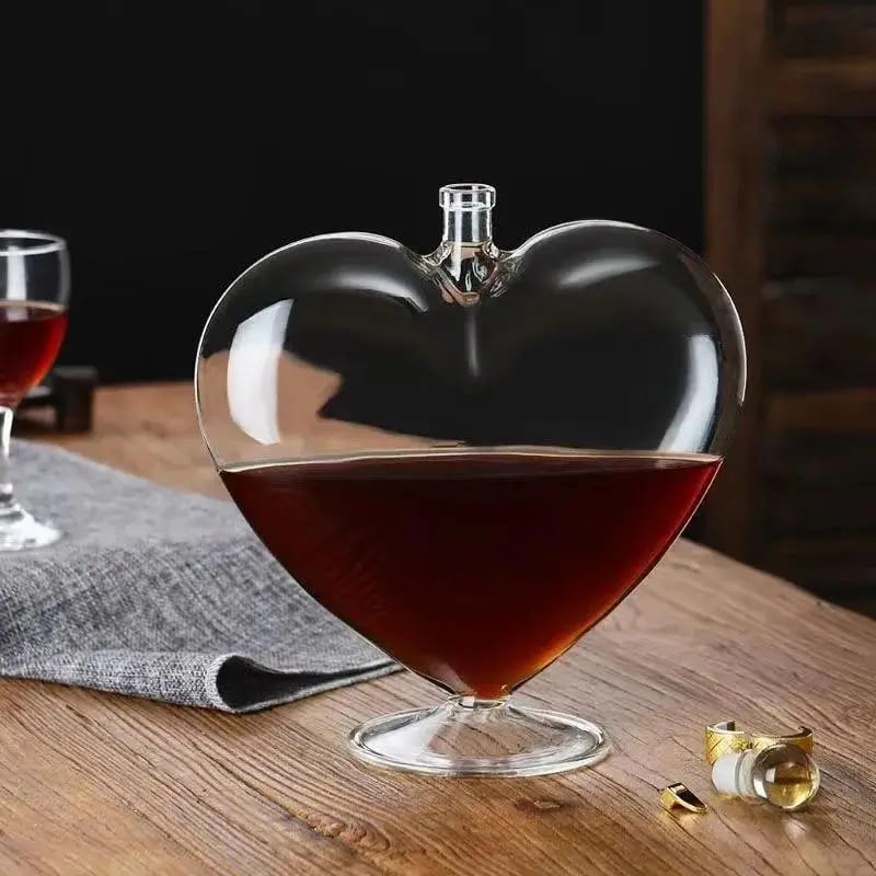 Whiskey Wine Decanter Heart Glass Home Bar