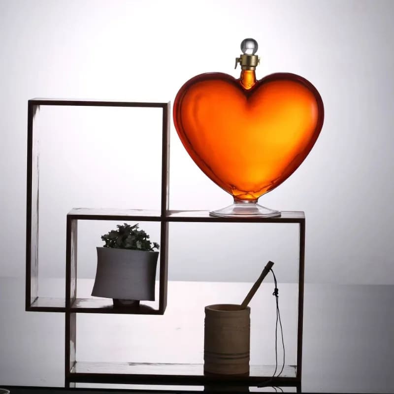 Whiskey Wine Decanter Heart Glass Home Bar