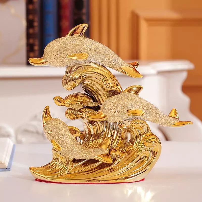 Luxury Table Decor Ceramic Dolphin Statue