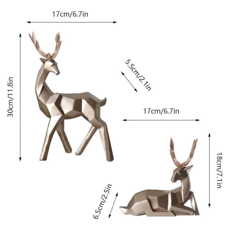Resin Table Decoration Deer Statue 2 Pieces