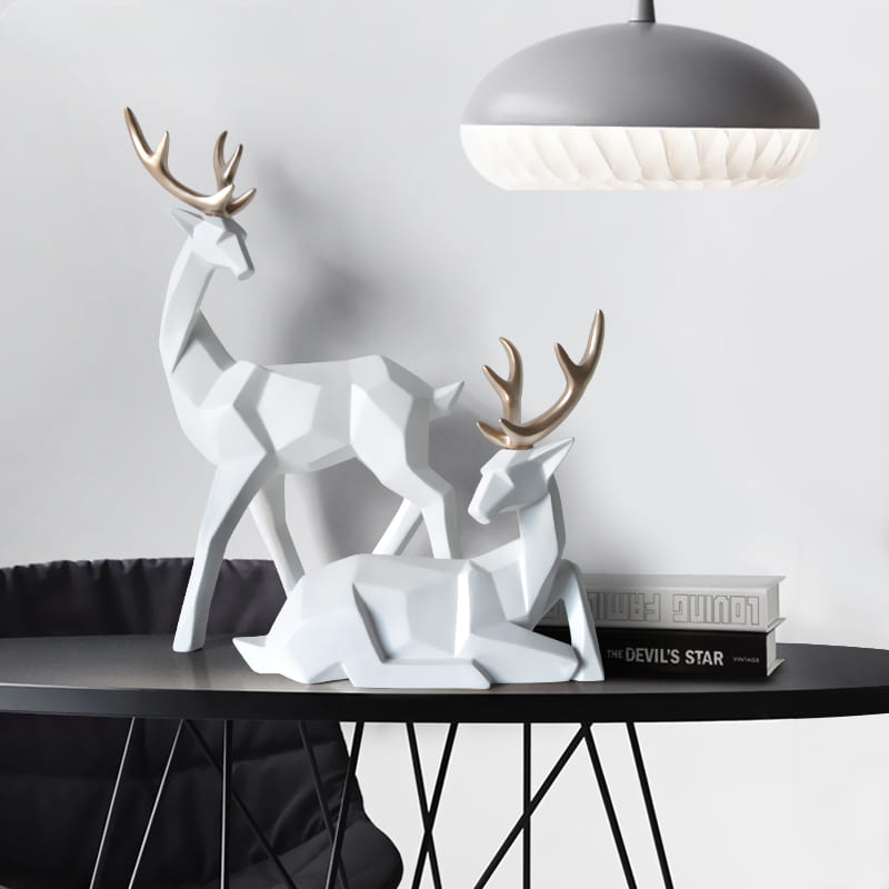 Resin Table Decoration Deer Statue 2 Pieces
