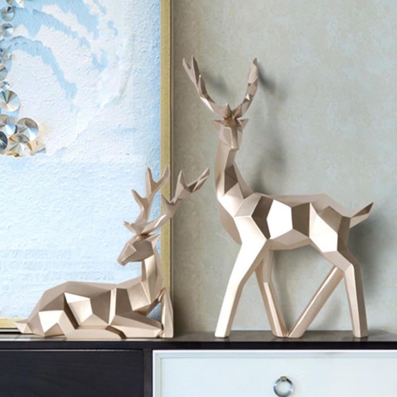 Resin Table Decoration Deer Statue 2 Pieces