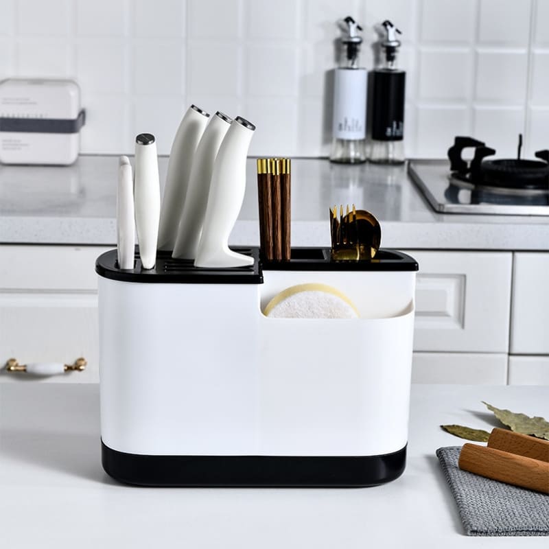 Dish Drainer with Silverware and Knife Holder