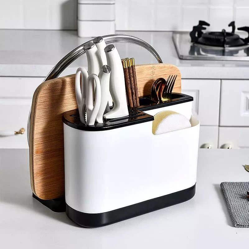 Dish Drainer with Silverware and Knife Holder