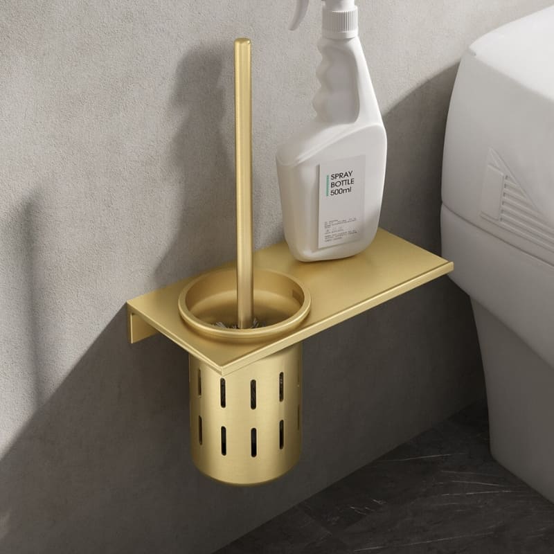Golden Aluminum Support Bathroom Toilet Brush