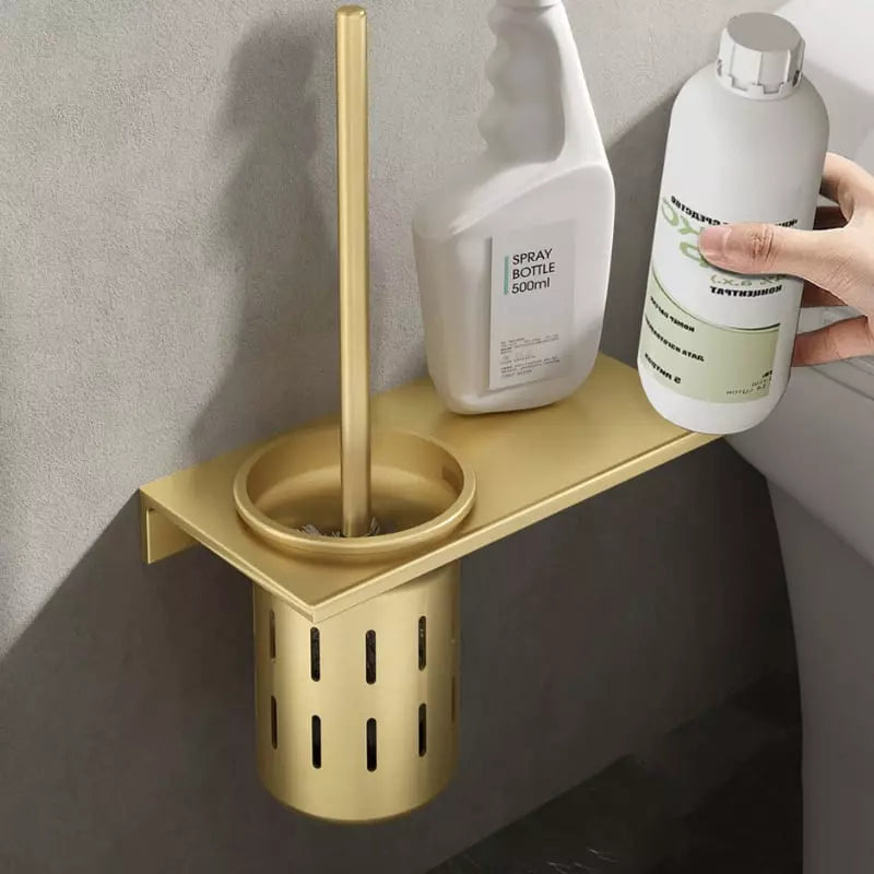 Golden Aluminum Support Bathroom Toilet Brush
