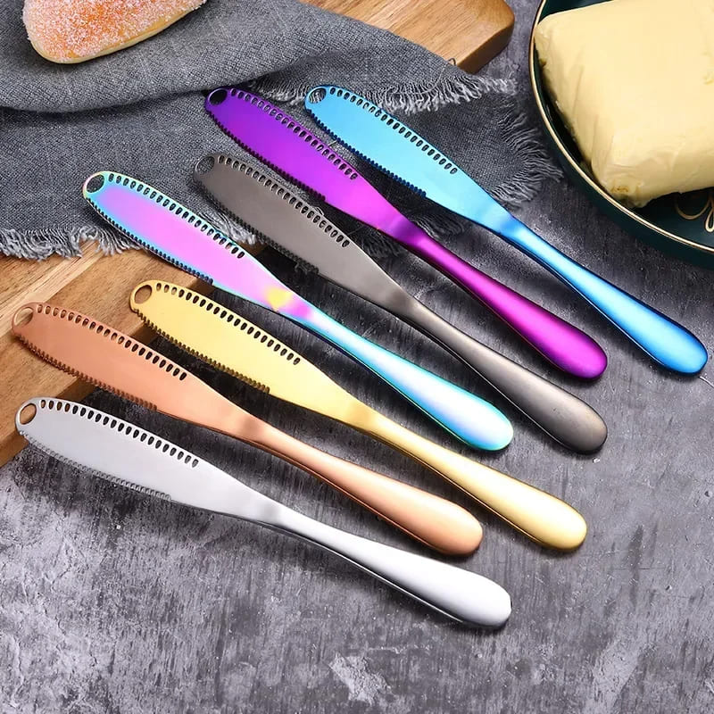 Polished Stainless Steel Butter Spatula with Serrated Knife