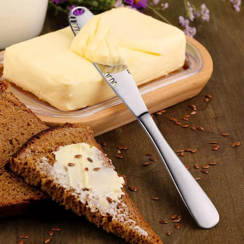 Polished Stainless Steel Butter Spatula with Serrated Knife