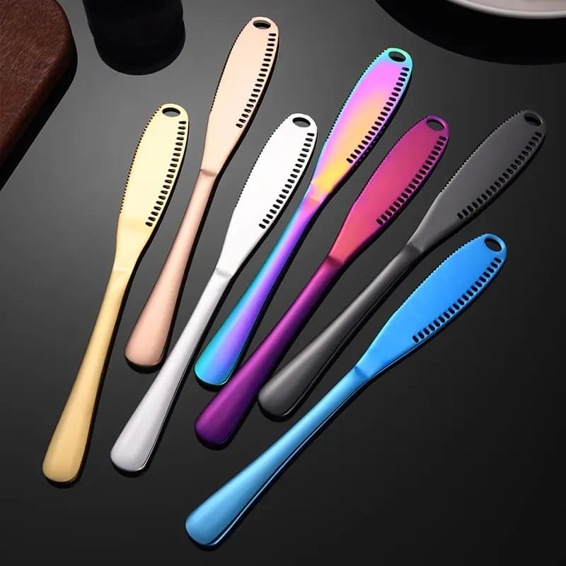 Polished Stainless Steel Butter Spatula with Serrated Knife