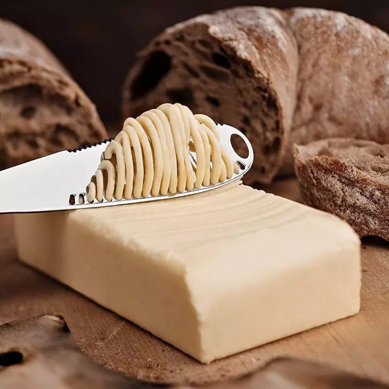 Polished Stainless Steel Butter Spatula with Serrated Knife