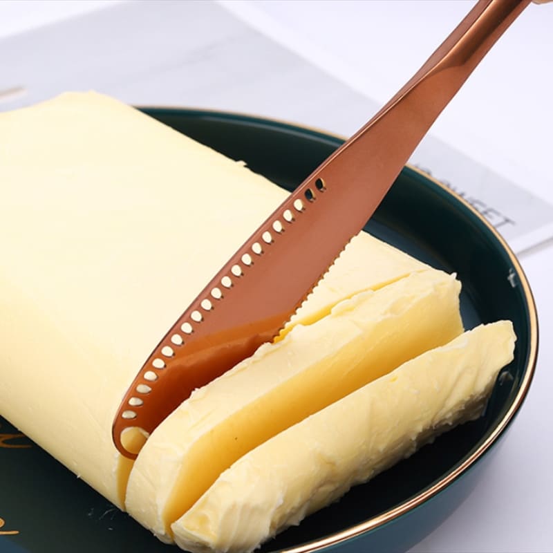 Polished Stainless Steel Butter Spatula with Serrated Knife