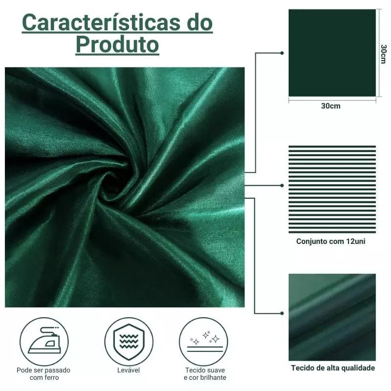 Table Cloth and Napkin Set in Satin with 12 Pieces