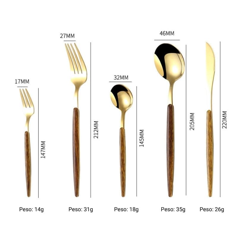 30-Piece Stainless Steel Flatware Set with Wooden Handles