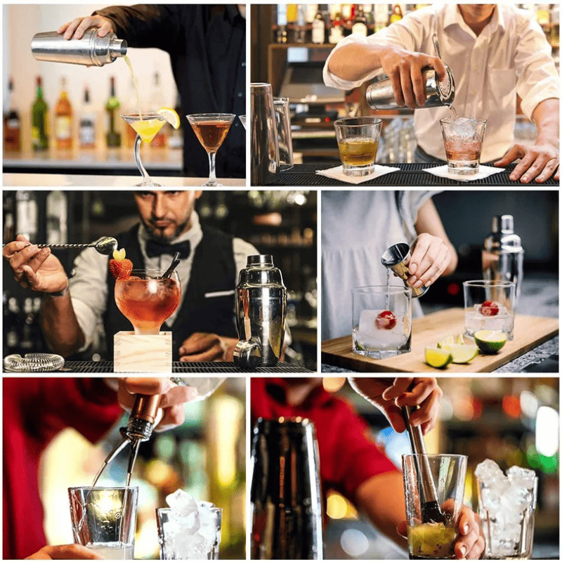 Stainless Steel Cocktail Shaker Kit for Home Drinks and Bar
