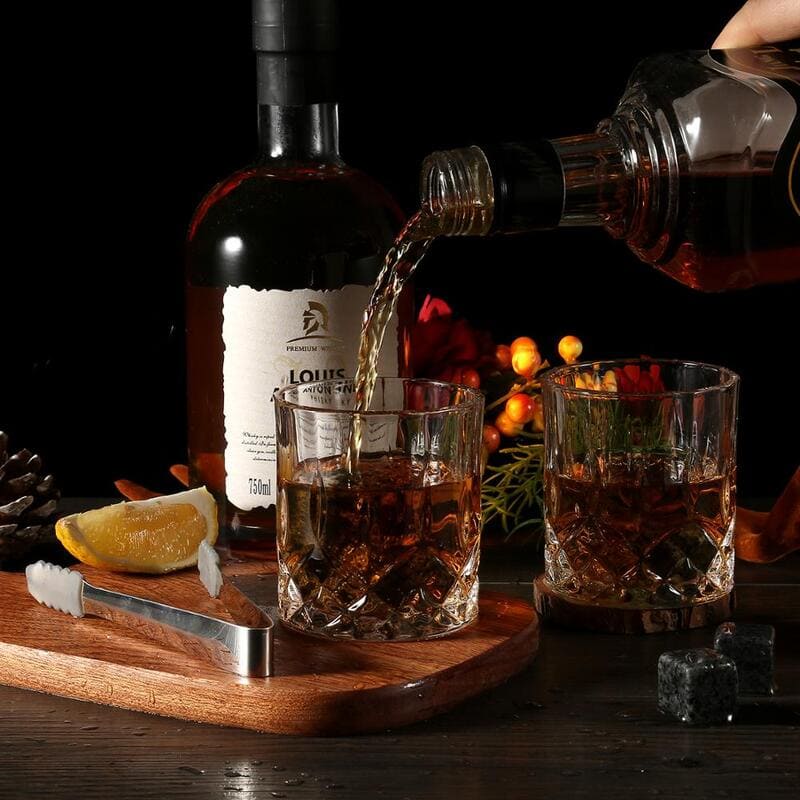 Whiskey Kit Glasses Ice Cube Bar Tongs for Home