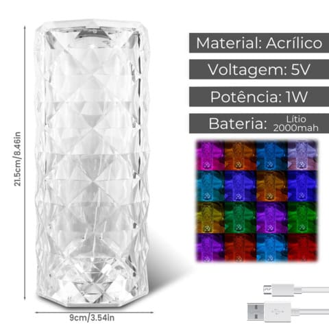 Wireless LED Table Lamp with 3-16 Colors Premium Rose™