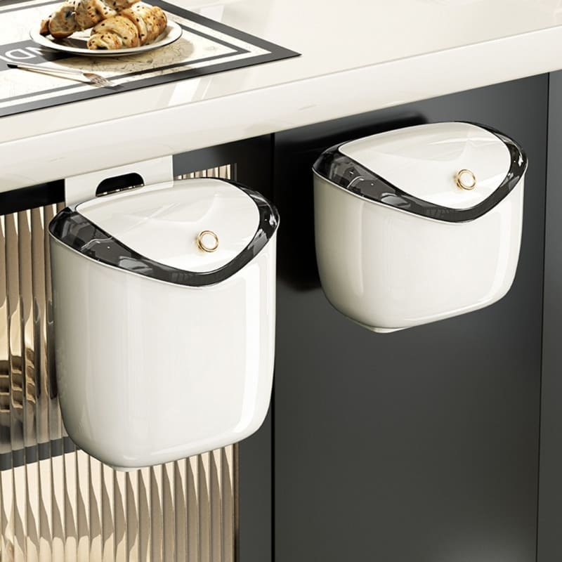 Double-Mount Kitchen and Bathroom Sink Trash Can with Fixation