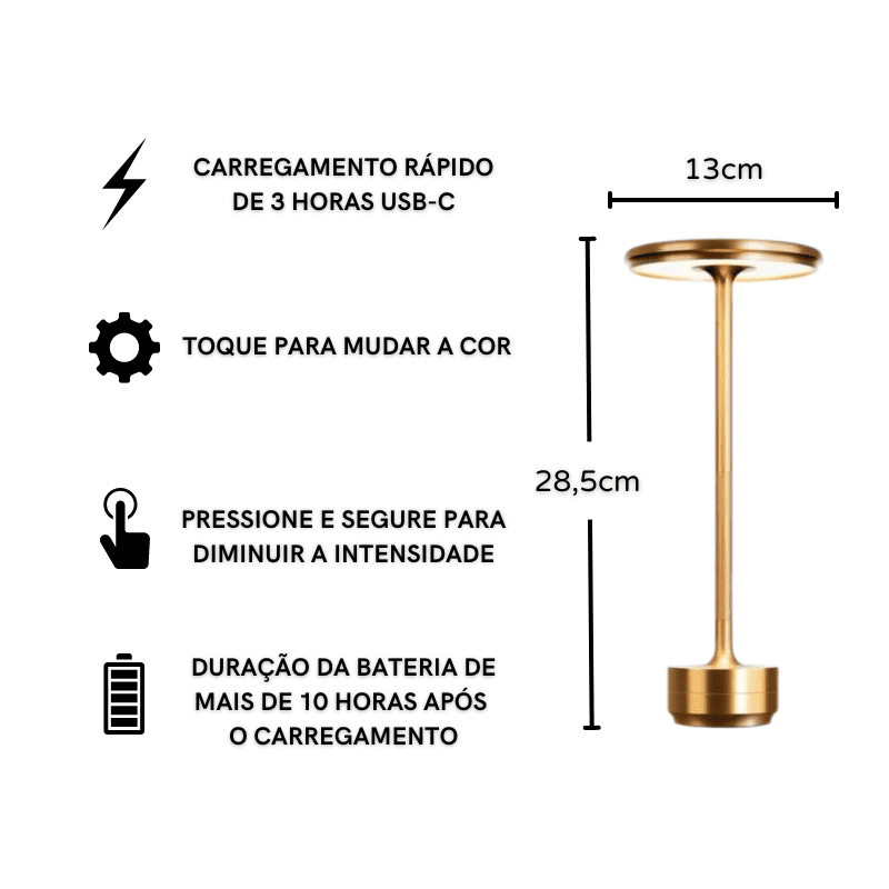 Rechargeable Wireless Metal LED Desk Lamp