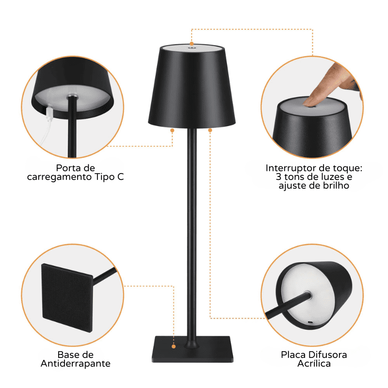 Portable Bedside LED Table Lamp for Bedroom and Living Room