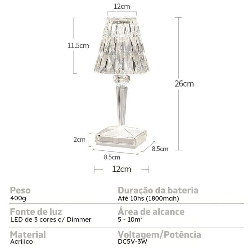 3-in-1 Wireless USB Diamond LED Table Lamp